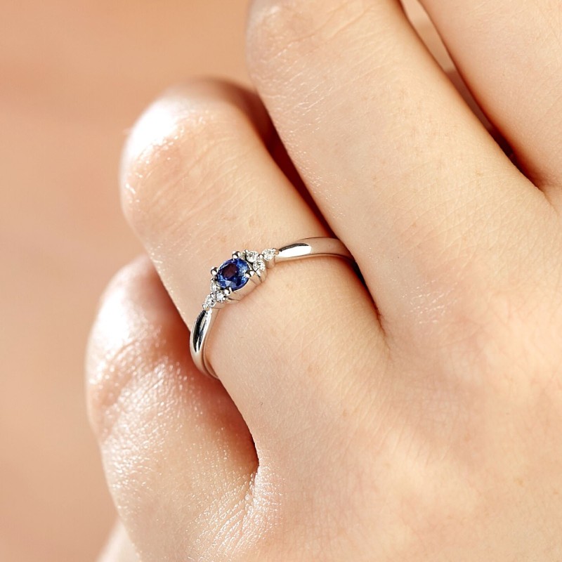 0.31 Karat Safir Taşlı Pırlanta Minimal Yüzük