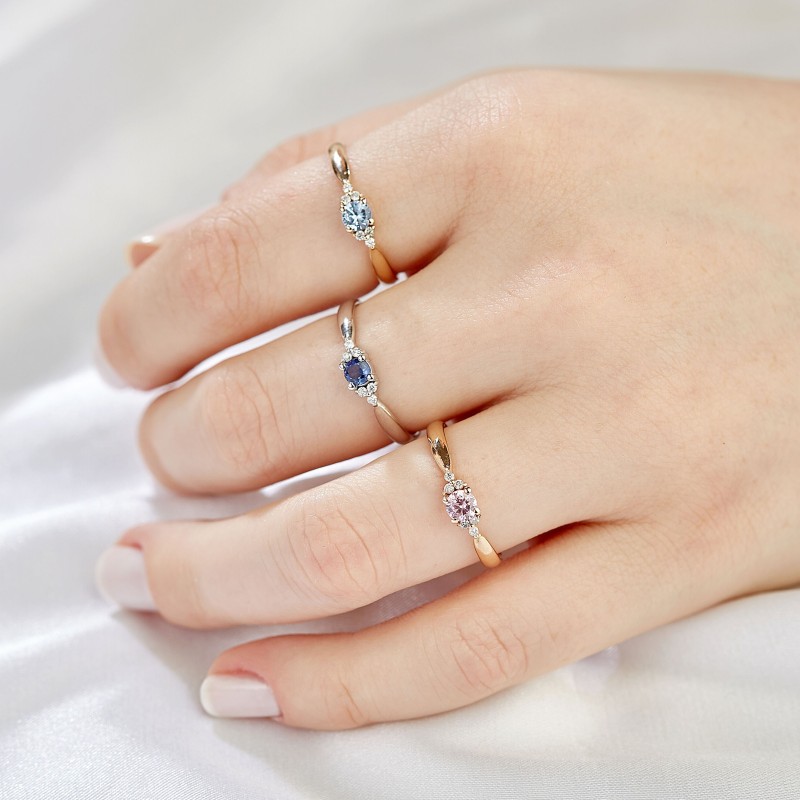 0.29 Karat Aquamarin Taşlı Pırlanta Minimal Yüzük