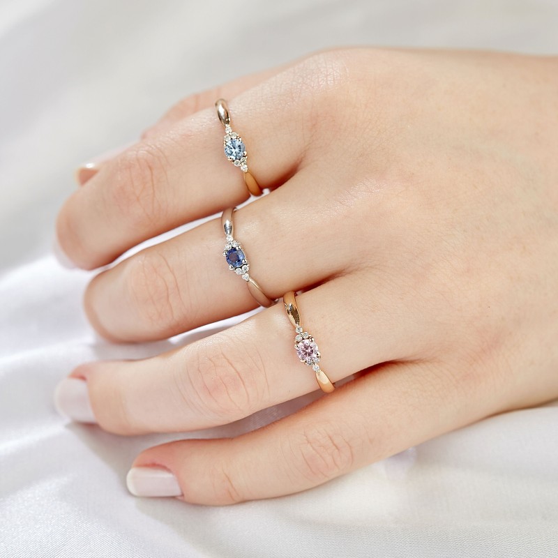 0.26 Karat Pembe Safir Taşlı Pırlanta Minimal Yüzük