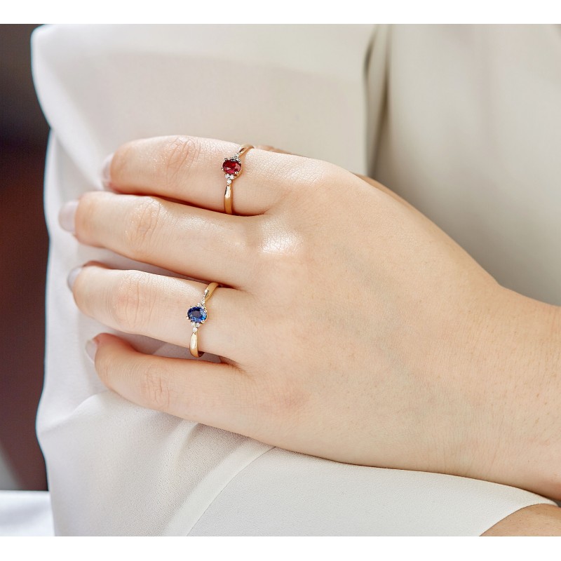 0.43 Karat Safir Taşlı Pırlanta Minimal Yüzük