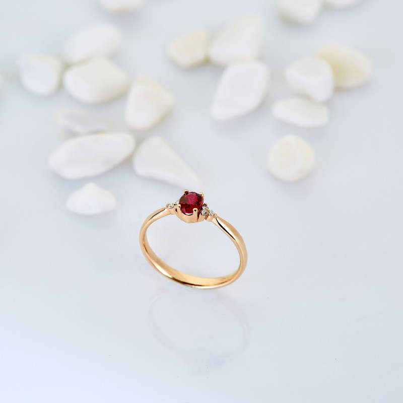 0.51 Karat Yakut Taşlı Pırlanta Minimal Yüzük