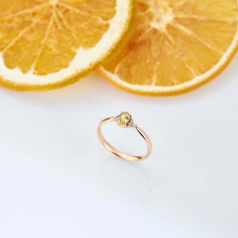 0.37 Karat Sarı Safir Taşlı Pırlanta Minimal Yüzük