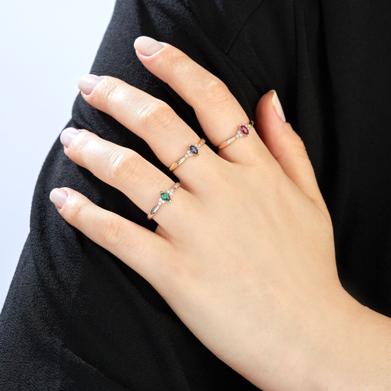 0.17 Karat Safir Taşlı Pırlanta Minimal Yüzük