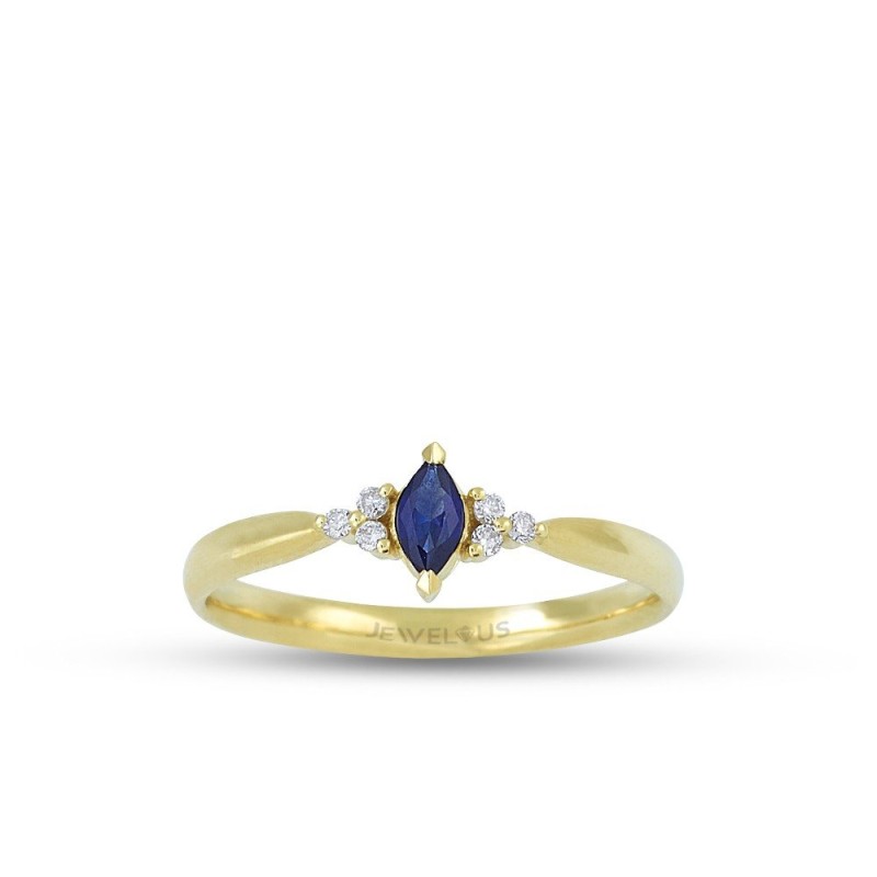 0.17 Karat Safir Taşlı Pırlanta Minimal Yüzük