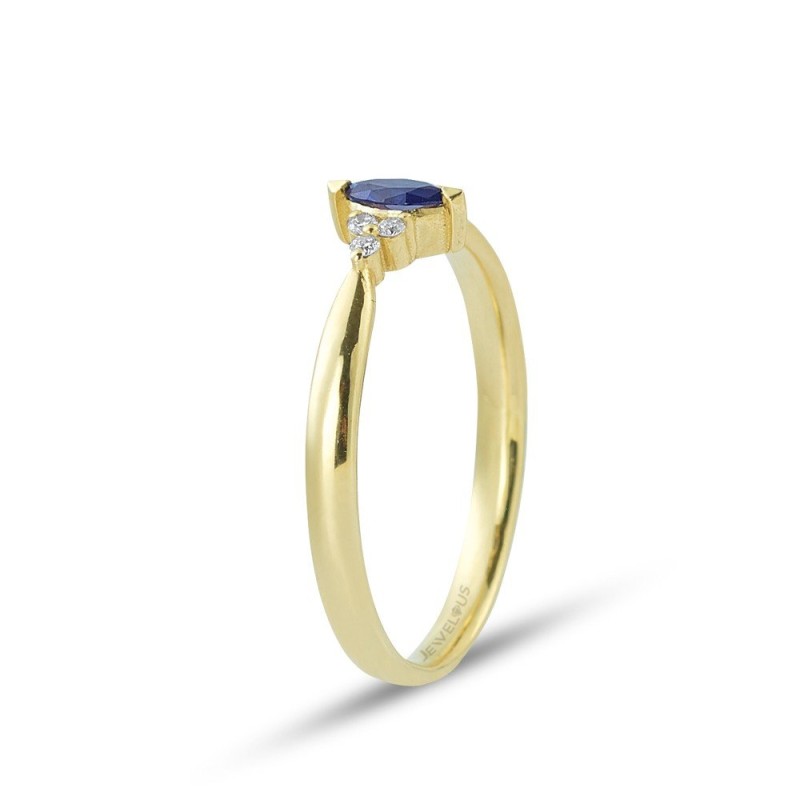 0.17 Karat Safir Taşlı Pırlanta Minimal Yüzük