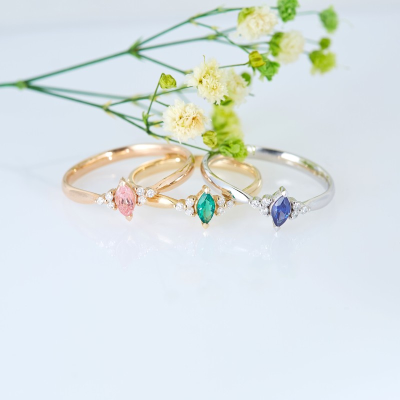 0.17 Karat Safir Taşlı Pırlanta Minimal Yüzük