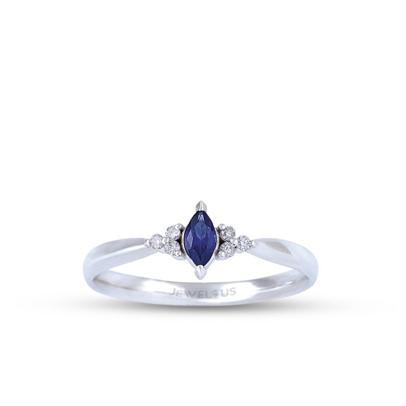 0.17 Karat Safir Taşlı Pırlanta Minimal Yüzük