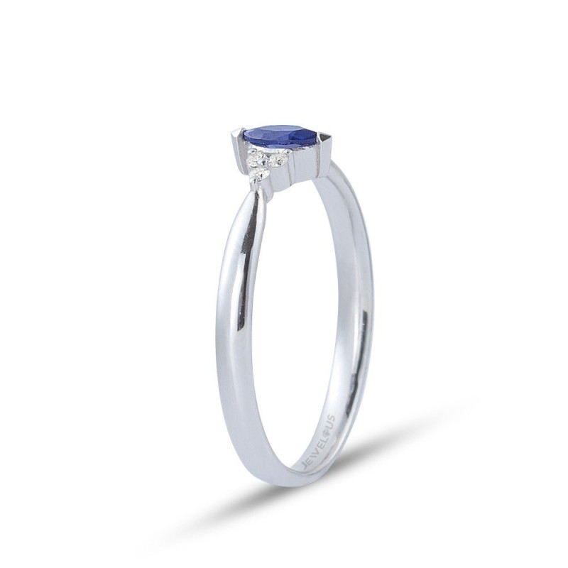 0.17 Karat Safir Taşlı Pırlanta Minimal Yüzük