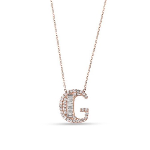 0.21 Karat Baget Pırlantalı G Harfi Kolye