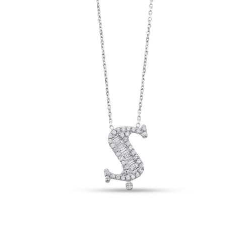 0.23 Karat Baget Pırlantalı Ş Harfi Kolye