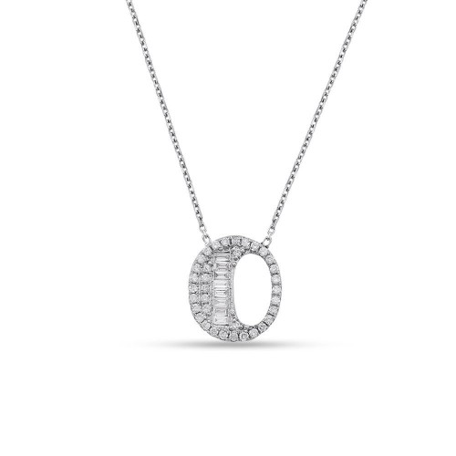 0.22 Karat Baget Pırlantalı O Harfi Kolye