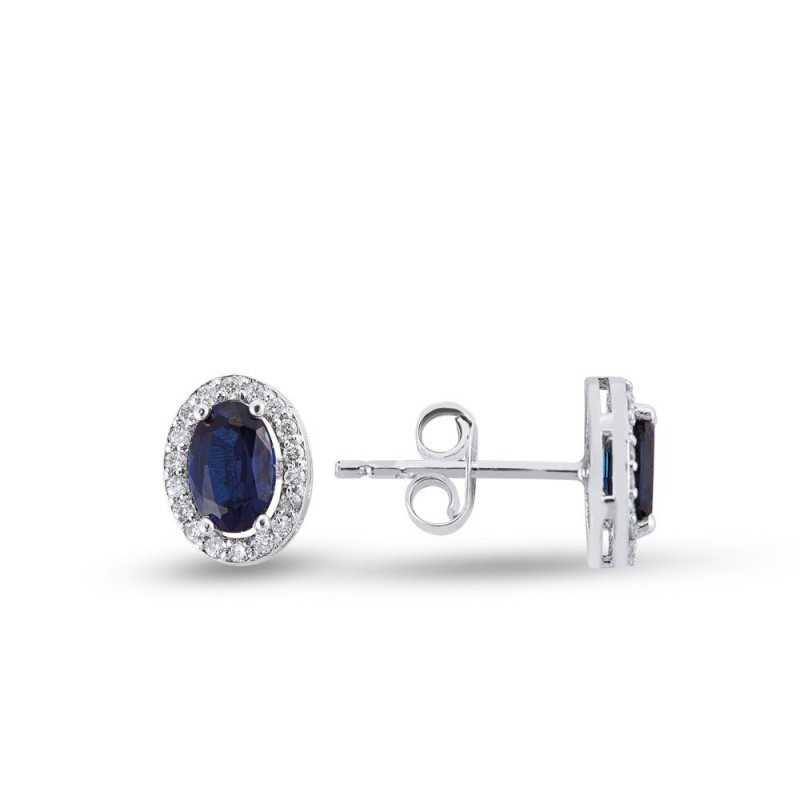 1.22 Karat Safir Taşlı Pırlanta Küpe