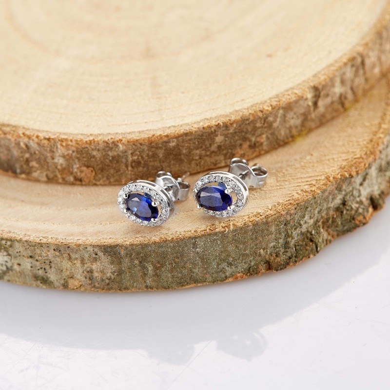 1.22 Karat Safir Taşlı Pırlanta Küpe