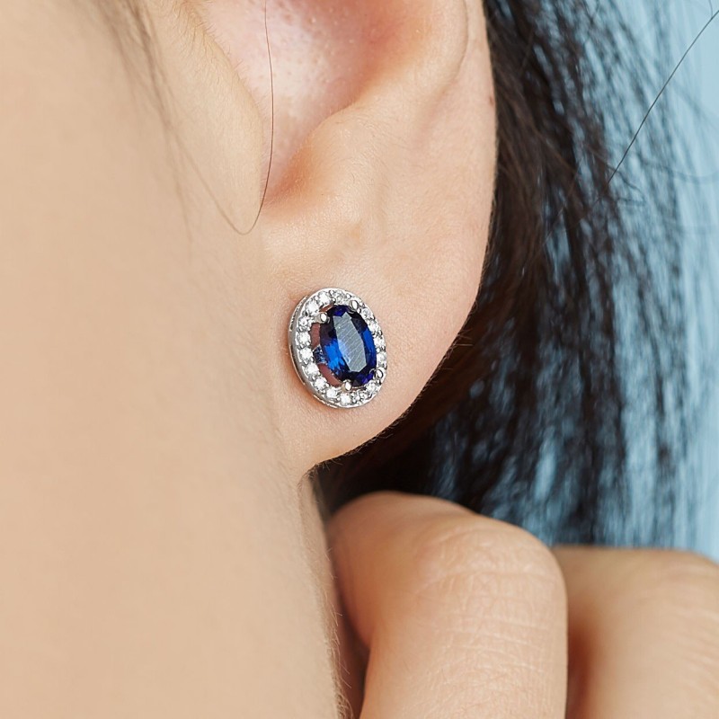 1.22 Karat Safir Taşlı Pırlanta Küpe