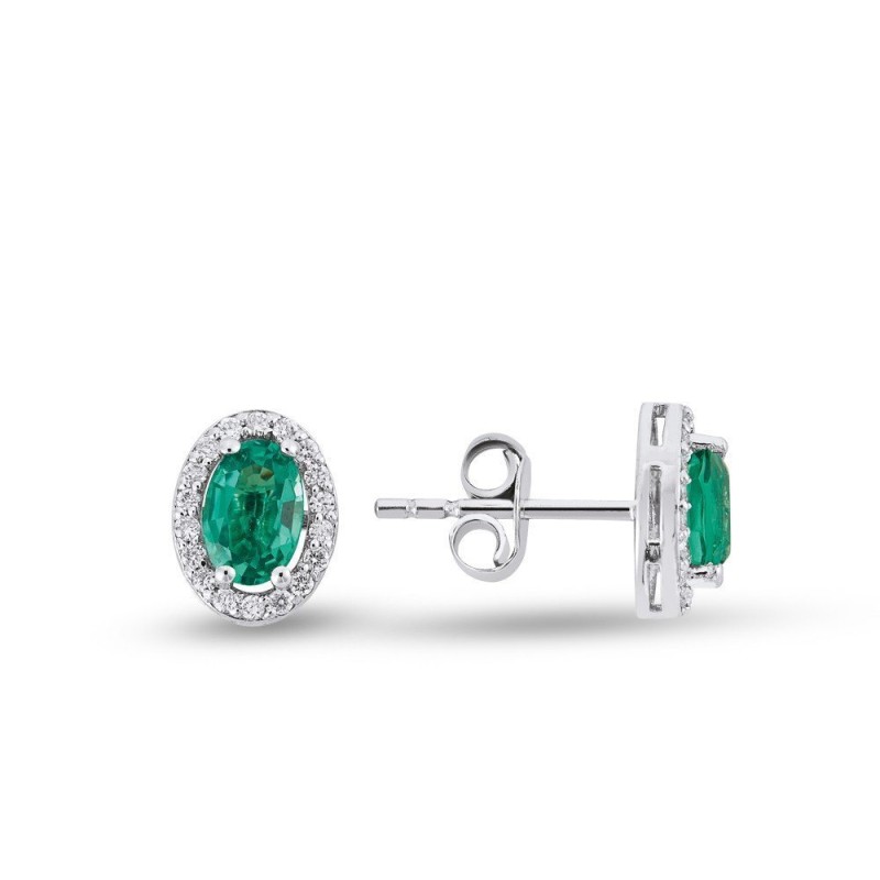 1.10 Karat Zümrüt Taşlı Pırlanta Küpe