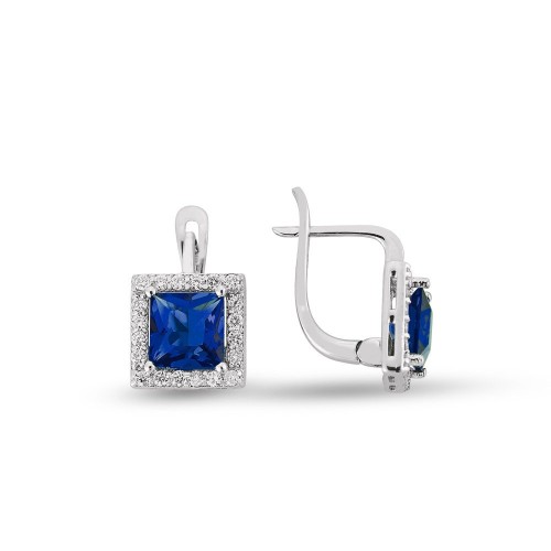 3.02 Karat Safir Taşlı Pırlanta Küpe