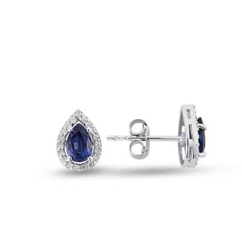1.21 Karat Safir Taşlı Pırlanta Küpe