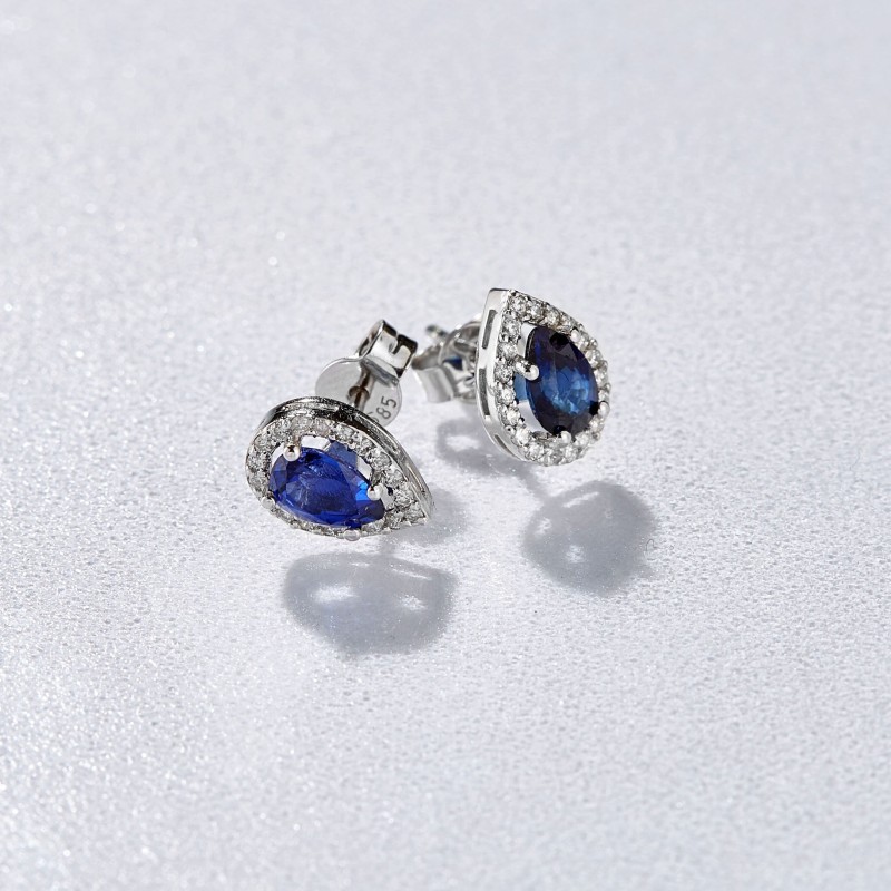 1.21 Karat Safir Taşlı Pırlanta Küpe