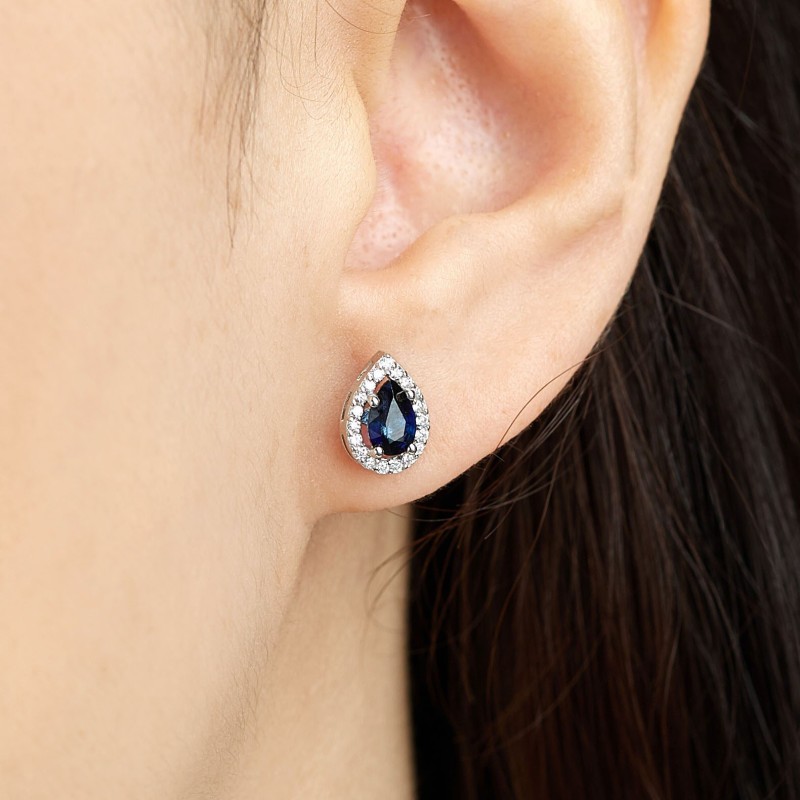 1.21 Karat Safir Taşlı Pırlanta Küpe