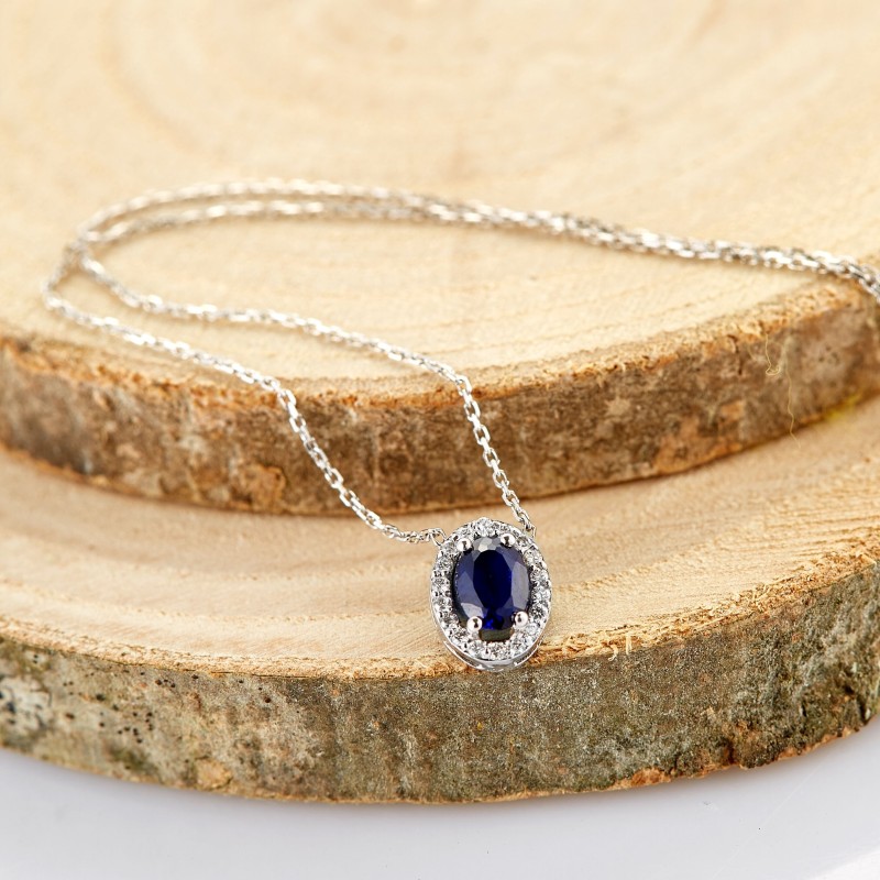 0.61 Karat Safir Taşlı Pırlanta Kolye