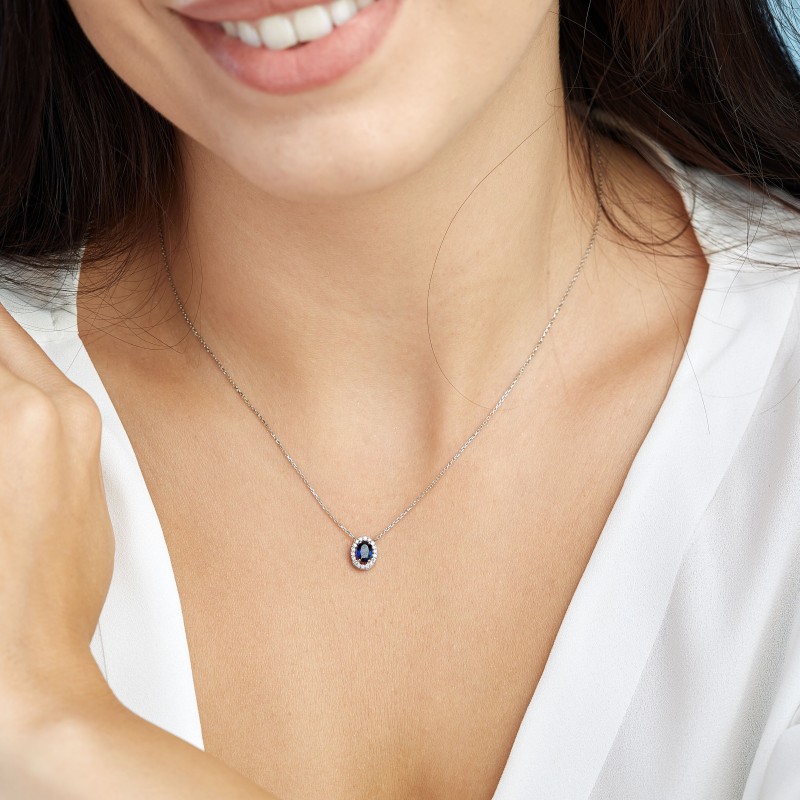 0.61 Karat Safir Taşlı Pırlanta Kolye