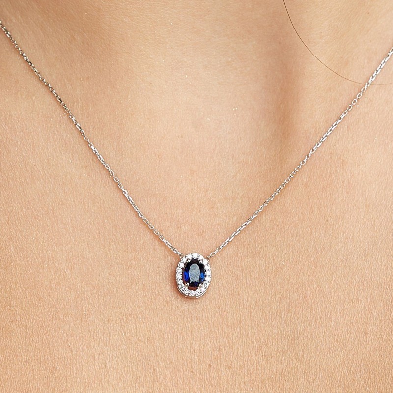 0.61 Karat Safir Taşlı Pırlanta Kolye