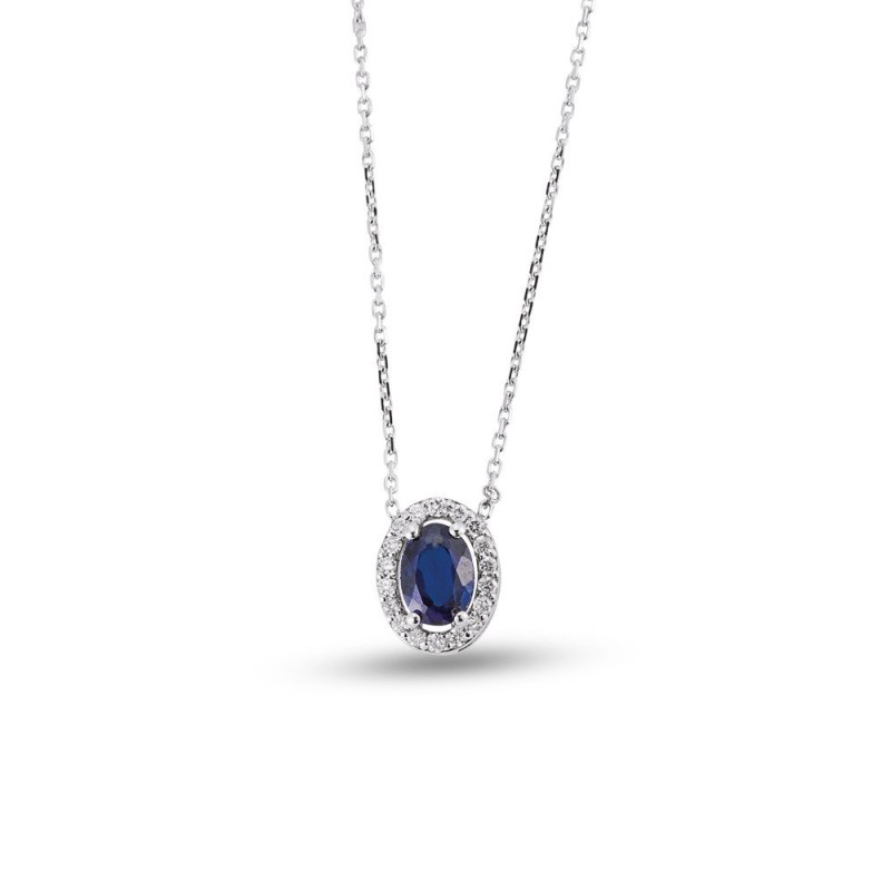 0.61 Karat Safir Taşlı Pırlanta Kolye