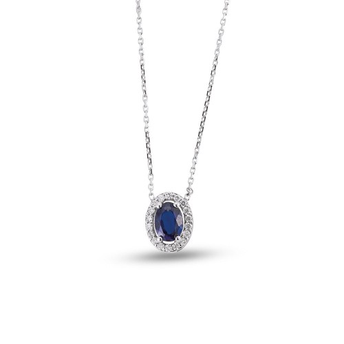 0.61 Karat Safir Taşlı Pırlanta Kolye