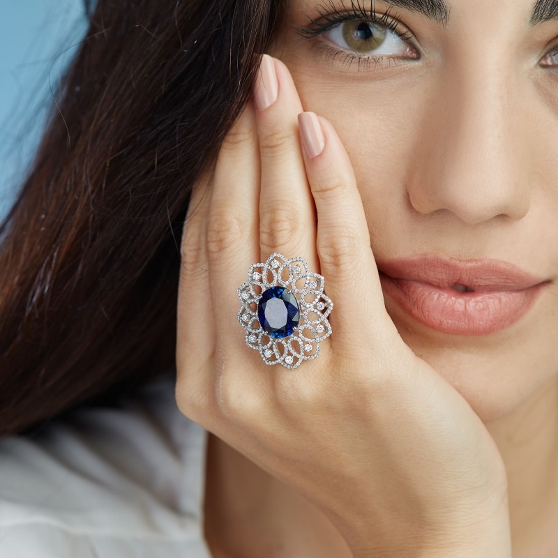 11.26 Karat Safir Taşlı Pırlanta Yüzük