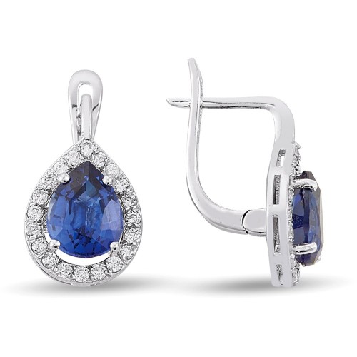 3.41 Karat Safir Taşlı Pırlanta Küpe