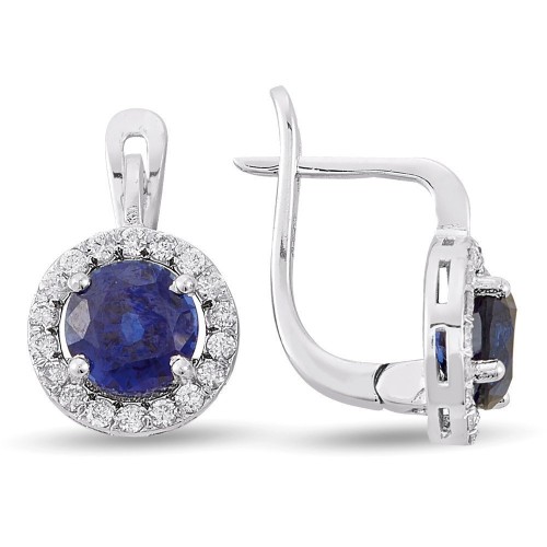 2.68 Karat Safir Taşlı Pırlanta Küpe