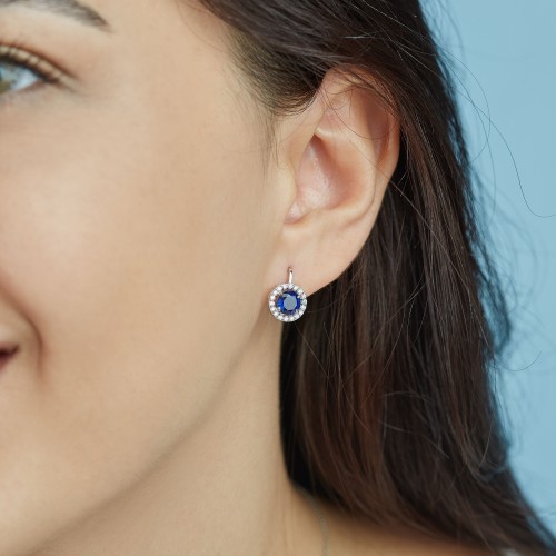 2.68 Karat Safir Taşlı Pırlanta Küpe