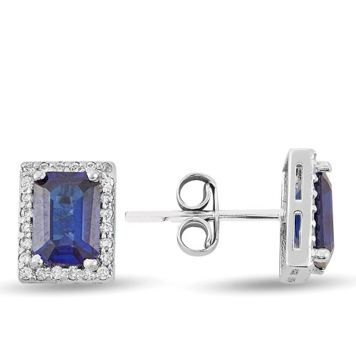 2,65 Karat Safir Taşlı Pırlanta Küpe