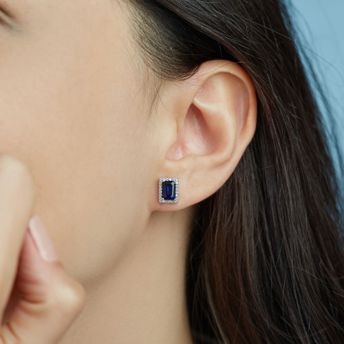 2,65 Karat Safir Taşlı Pırlanta Küpe