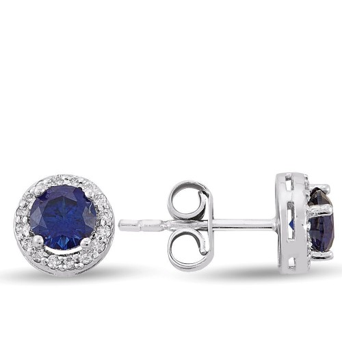 1.06 Karat Safir Taşlı Pırlanta Küpe