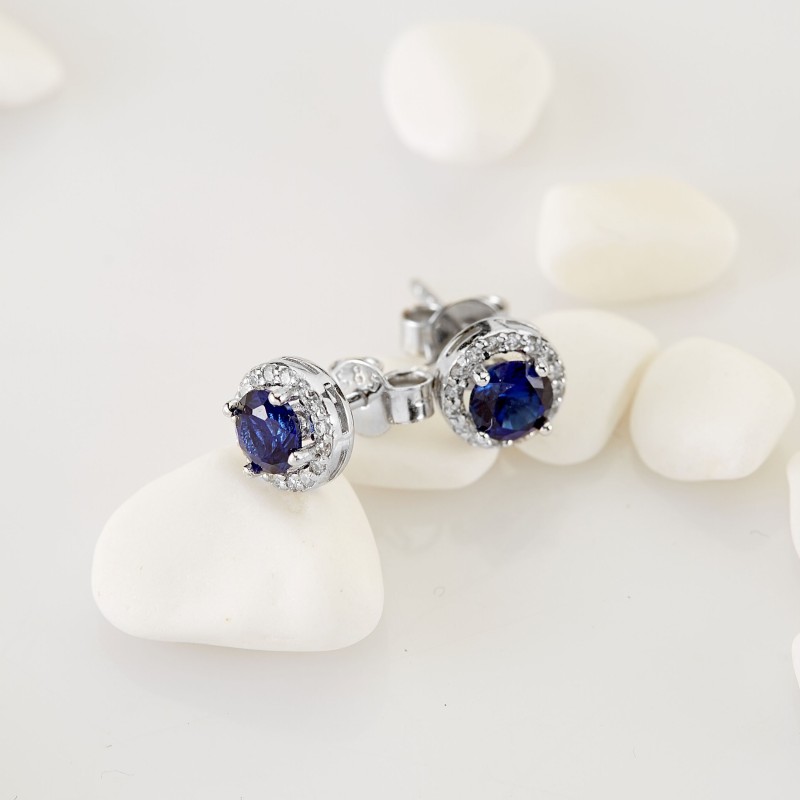 1.06 Karat Safir Taşlı Pırlanta Küpe