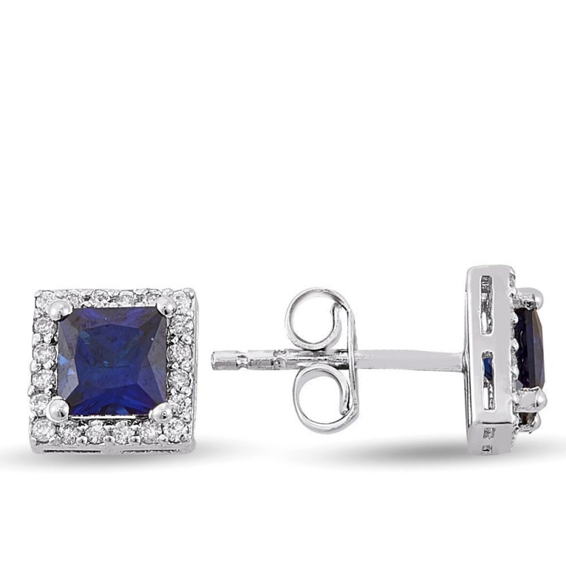 1.36 Karat Safir Taşlı Pırlanta Küpe
