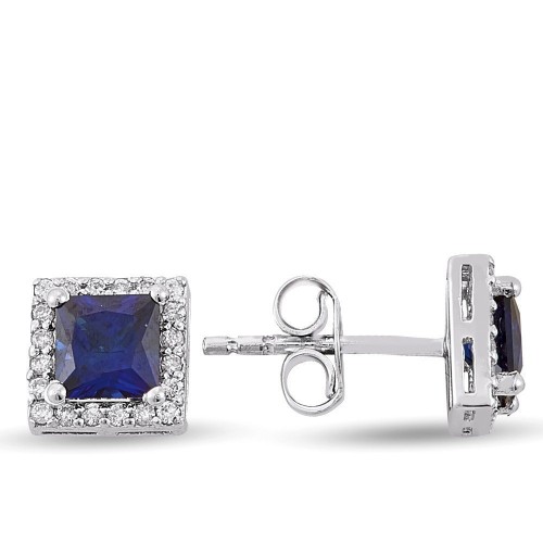 1.36 Karat Safir Taşlı Pırlanta Küpe