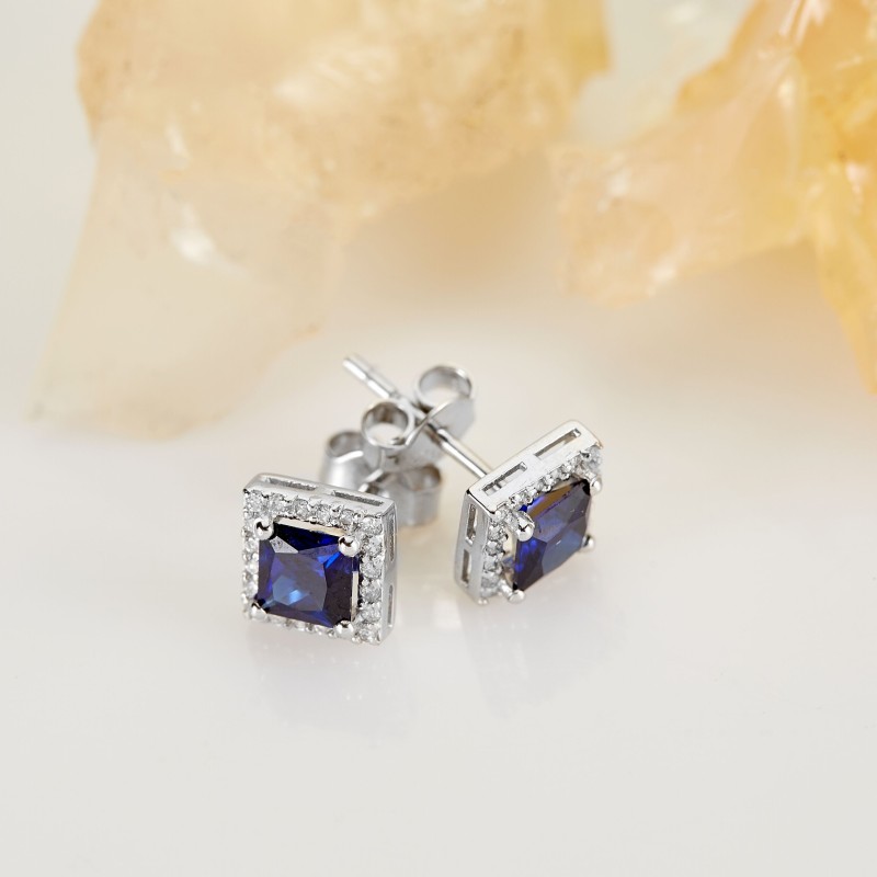 1.36 Karat Safir Taşlı Pırlanta Küpe