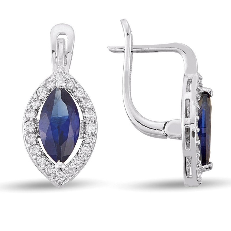 2,02 Karat Safir Taşlı Pırlanta Küpe