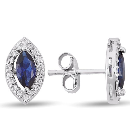 0.70 Karat Safir Taşlı Pırlanta Küpe