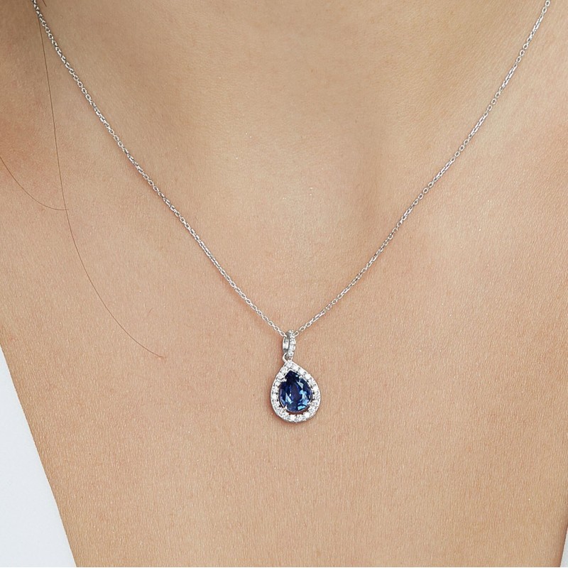 1.26 Karat Safir Taşlı Pırlanta Kolye