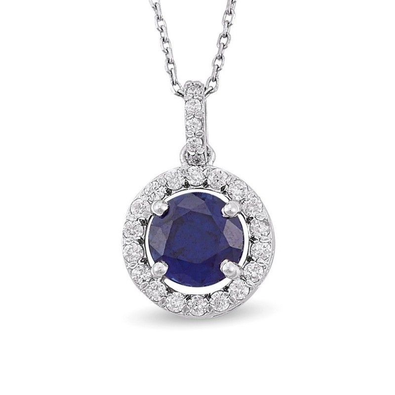 1.36 Karat Safir Taşlı Pırlanta Kolye