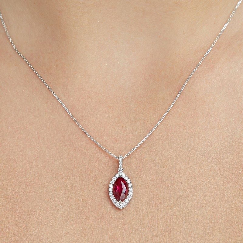 0.35 Karat Yakut Taşlı Pırlanta Kolye