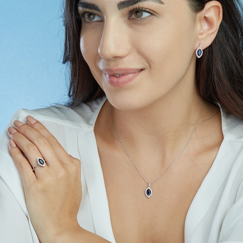 0.44 Karat Safir Taşlı Pırlanta Yüzük