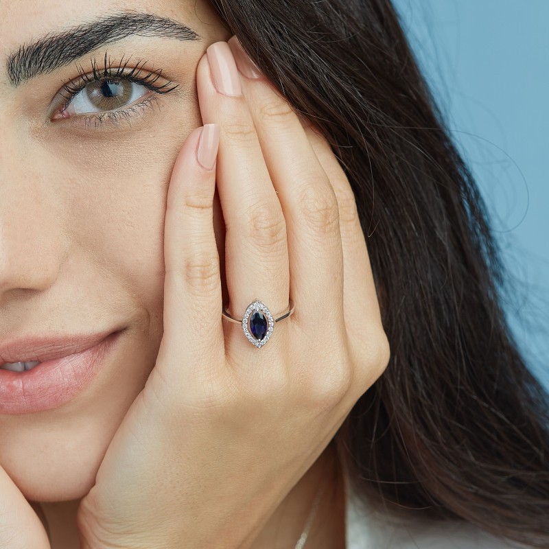 0.44 Karat Safir Taşlı Pırlanta Yüzük