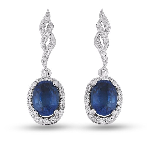 2.25 Karat Safir Taşlı Pırlanta Küpe