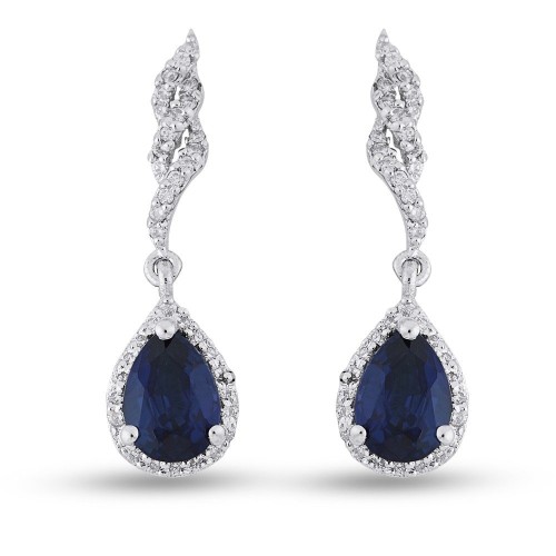 1.92 Karat Safir Taşlı Pırlanta Küpe