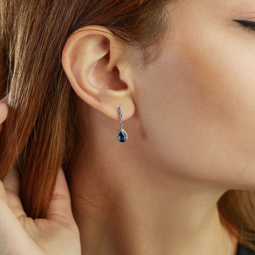 1.92 Karat Safir Taşlı Pırlanta Küpe