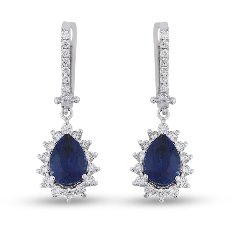 4.10 Karat Safir Taşlı Pırlanta Küpe